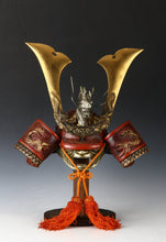 Japanese Vintage Samurai Kabuto Helmet  Dragon Crest Red Armor Display