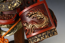 Japanese Vintage Samurai Kabuto Helmet  Dragon Crest Red Armor Display