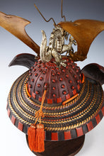 Japanese Samurai Kabuto Helmet -Greater gold dragon- red helmet with a mask