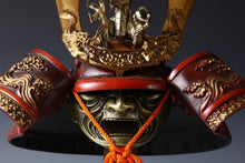 Japanese Samurai Kabuto Helmet -Greater gold dragon- red helmet with a mask