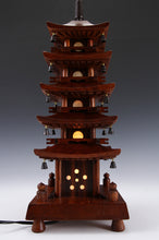 Japanese Vintage Wooden Figure FIVE STORY PAGODA Lamp 五重塔