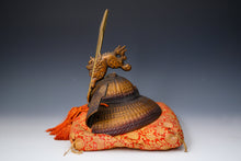 Japanese Old Vintage Samurai Middle Size Helmet -Dragon Kabuto- with a cushion