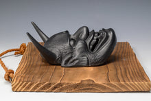 Old Vintage Bronze Noh Mask and with a Wooden Board Hannya 般若 -Jealousy Woman- Tsushima