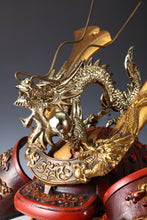 Japanese Samurai Kabuto Helmet -Greater gold dragon- red helmet with a mask