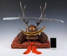 Beautiful Samurai Helmet -Shikanosuke Buddhism Kabuto with a Replica Blade-