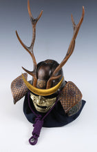 Vintage Japanese Samurai Kabuto Helmet  Yamanaka Shikanosuke Deer Antler Crest with Menpo Mask