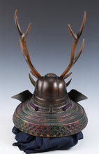 Vintage Japanese Samurai Kabuto Helmet  Yamanaka Shikanosuke Deer Antler Crest with Menpo Mask