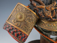 Vintage Japanese Samurai Kabuto Helmet - Dragon Crest Iron Armor with Menpo