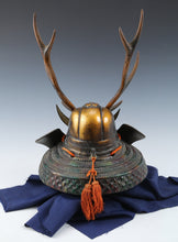 Vintage Japanese Samurai Kabuto Helmet  Shikanosuke, Masked Display