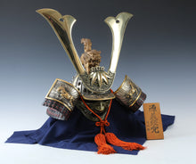 Japanese Old Vintage Samurai Helmet -Tiger & Leo Deco Yoshitsune Kabuto with a mask- Tsushima