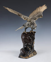 Vintage Japanese Metal Hawk Sculpture  Takaoka Iron Cast, Showa Era