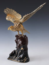 Japanese Metal Hawk Sculpture  Vintage Showa Takaoka Copperware
