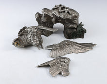 Vintage Japanese Iron Hawk Sculpture  Takaoka Metalwork, Showa Era