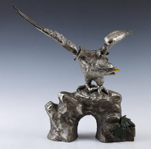 Vintage Japanese Iron Hawk Sculpture  Takaoka Metalwork, Showa Era