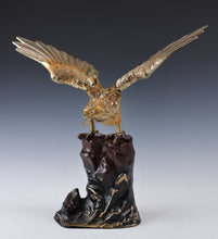 Japanese Metal Hawk Sculpture  Vintage Showa Takaoka Copperware