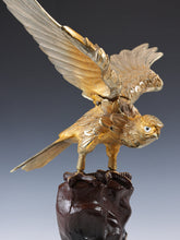 Japanese Metal Hawk Sculpture  Vintage Showa Takaoka Copperware