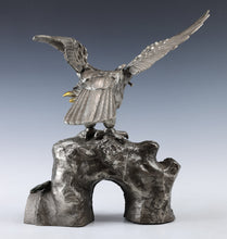 Vintage Japanese Iron Hawk Sculpture  Takaoka Metalwork, Showa Era