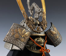 Japanese Stunning Samurai Silver Helmet -Butterfly and Dragon Kabuto- Saki Yasuke