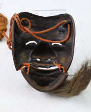 Vintage Japanese Iron Noh Mask - Okina, Early Showa Era (With Wooden Box)