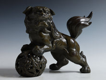 Japanese Legendary Leo Massive Bronze Figure Good Atmosphere Komainu Tsushima