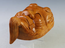Vintage Japanese Hinoki Wooden Noh Mask Okina -With Box