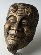 Japanese Old Vintage Bronze Okina Noh Mask Fertility- Wall Plaque