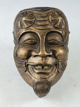 Japanese Old Vintage Bronze Okina Noh Mask Fertility- Wall Plaque