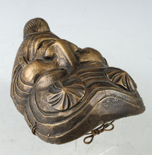 Japanese Old Vintage Bronze Okina Noh Mask Fertility- Wall Plaque