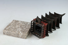 Japanese Old Vintage Iron Figure FIVE STORY PAGODA 五重塔 Tsushima with the marble base
