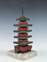 Japanese Old Vintage Iron Figure FIVE STORY PAGODA 五重塔 Tsushima with the marble base