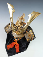 Nice Vintage Japanese Samurai Helmet -Great Dragon- with a mask Rare 源氏兜