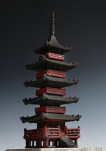 Japanese Old Vintage Iron Figure FIVE STORY PAGODA 五重塔 Tsushima with the marble base