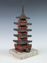 Japanese Old Vintage Iron Figure FIVE STORY PAGODA 五重塔 Tsushima with the marble base