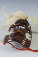 Vintage Japanese Iron Noh Mask - Okina, Wooden Box