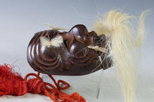 Vintage Japanese Iron Noh Mask - Okina, Wooden Box