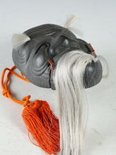 Nice Beautiful Vintage Japanese Iron NOH MASK －Great Okina－ 翁 with the wooden box