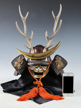 Vintage Japanese Great Samurai Helmet -Shikanosuke kabuto with a mask- Tsushima Buddhism Deco