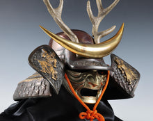 Vintage Japanese Great Samurai Helmet -Shikanosuke kabuto with a mask- Tsushima Buddhism Deco