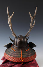 Vintage Japanese Great Samurai Helmet -Shikanosuke kabuto with a mask- Tsushima Buddhism Deco