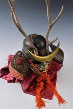 Vintage Japanese Great Samurai Helmet -Shikanosuke kabuto with a mask- Tsushima Buddhism Deco