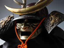 Vintage Japanese Great Samurai Helmet -Shikanosuke kabuto with a mask- Tsushima Buddhism Deco