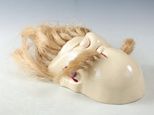 Old Vintage Wood Noh Kagura Mask Plaque -Omoikane- Showa Product