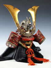 Japanese Old Vintage Samurai Kabuto Helmet -dragon red helmet with a mask- Tsushima