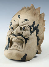 Old Vintage Clay Buddhism Mask Plaque -Basarah Warrior- Early Showa Product