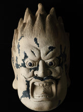 Old Vintage Clay Buddhism Mask Plaque -Basarah Warrior- Early Showa Product