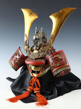 Japanese Old Vintage Samurai Kabuto Helmet -dragon red helmet with a mask- Tsushima
