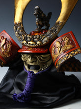 Japanese Nice Vintage Samurai Kabuto Helmet -dragon red helmet with a mask- Tsushima