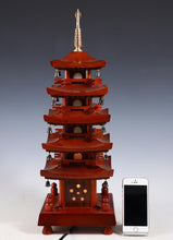 Japanese Vintage Wooden Figure FIVE STORY PAGODA Lamp 五重塔