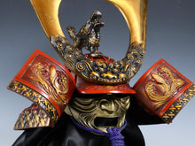 Japanese Nice Vintage Samurai Kabuto Helmet -dragon red helmet with a mask- Tsushima