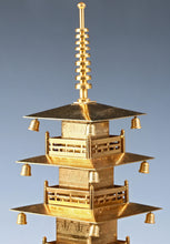 Vintage Brass Figure Five Storied Pagoda and Small Lantern Set